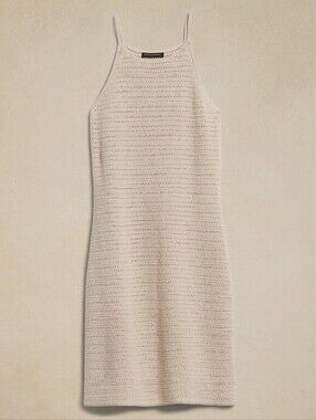 Banana Republic Cream Crochet Halter Knit Dress